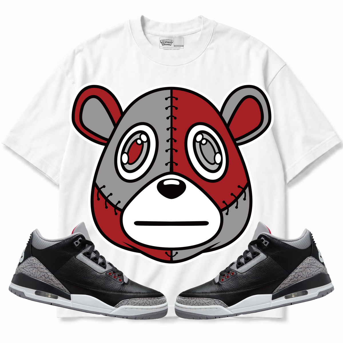 Rebranded Studios apparel — front styled with matching sneakers