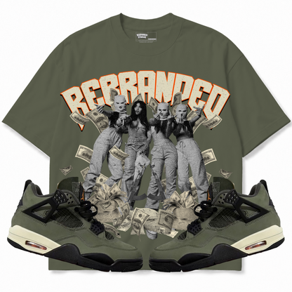 Rebranded Studios apparel — front styled with matching sneakers