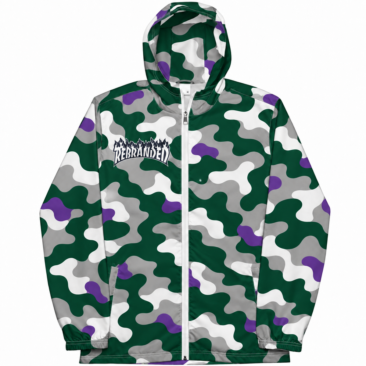 Rebranded Studios Contour Camo Air Jordan 12 Bucks Windbreaker - front