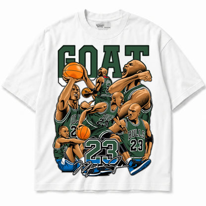 Rebranded Studios GOAT Michael Jordan Air Jordan 12 Bucks T-shirt — front