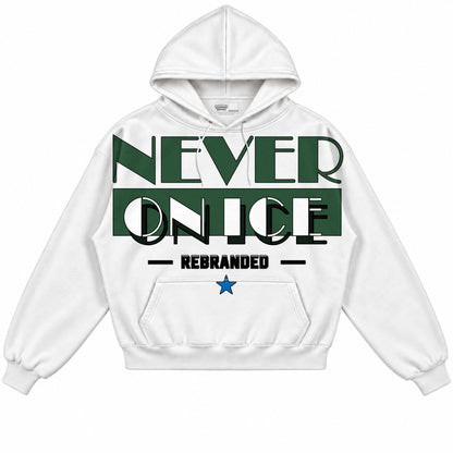 Rebranded Studios Never On Ice Air Jordan 12 Bucks Hoodie — front