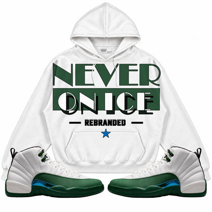 Rebranded Studios Never On Ice Air Jordan 12 Bucks Hoodie — main
