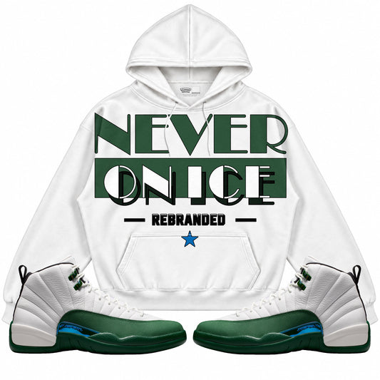 Rebranded Studios Never On Ice Air Jordan 12 Bucks Hoodie — main
