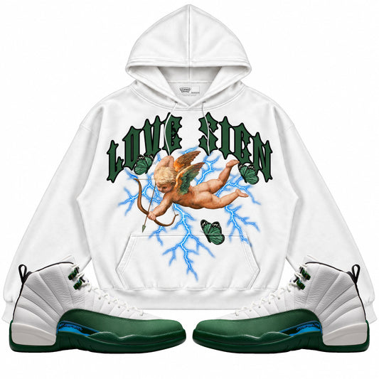 Rebranded Studios Love Sign Air Jordan 12 Bucks Hoodie — main