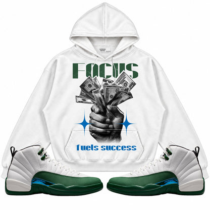 Rebranded Studios Focus Fuels Success Air Jordan 12 Bucks Hoodie — main