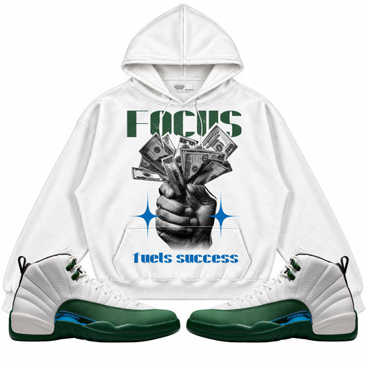 Rebranded Studios Focus Fuels Success Air Jordan 12 Bucks Hoodie — main