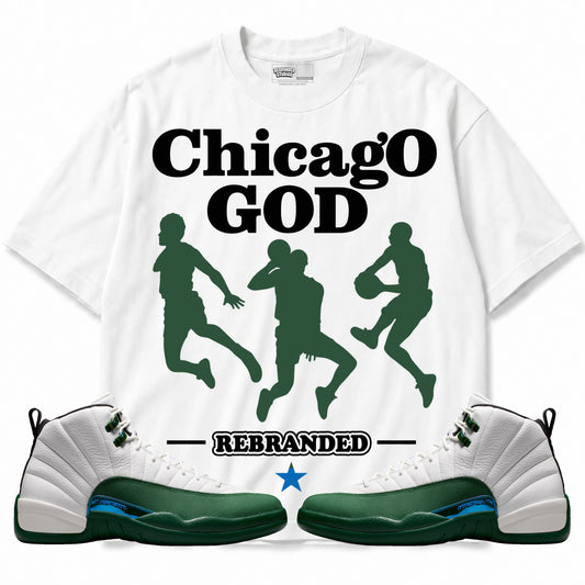 Rebranded Studios Chicago God Air Jordan 12 Bucks T-shirt — main