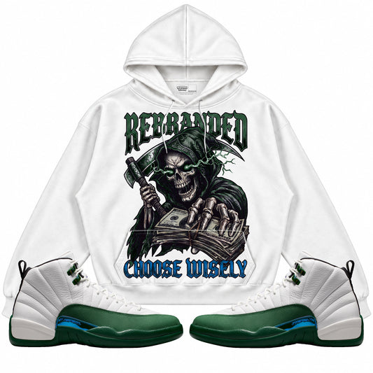 Rebranded Studios Choose Wisely Air Jordan 12 Bucks Hoodie — main