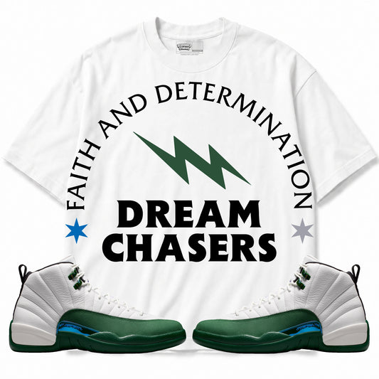 Rebranded Studios Dream Chasers Air Jordan 12 Bucks T-shirt — main