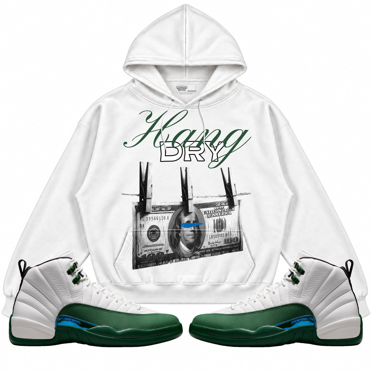 Rebranded Studios Hang Dry 2.0 Air Jordan 12 Bucks Hoodie — main