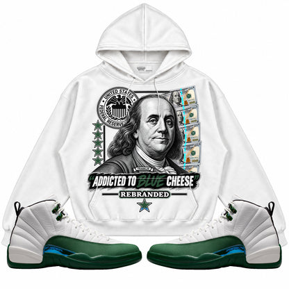 Rebranded Studios Addicted To Blue Cheese Air Jordan 12 Bucks Hoodie — main
