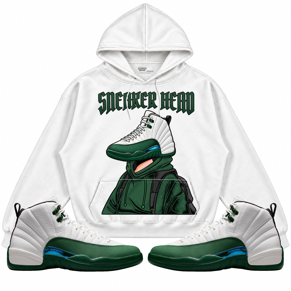 Rebranded Studios Sneaker Head Air Jordan 12 Bucks Hoodie — main
