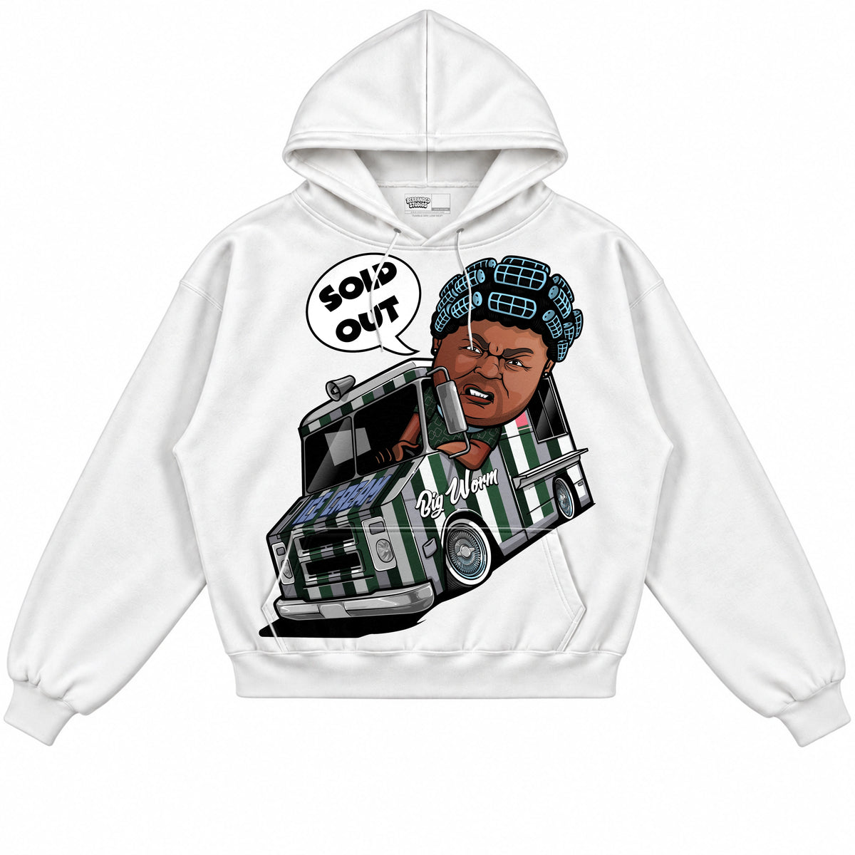 Rebranded Studios Big Worm Air Jordan 12 Bucks Hoodie — front
