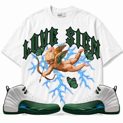 Rebranded Studios Love Sign Air Jordan 12 Bucks T-shirt — main