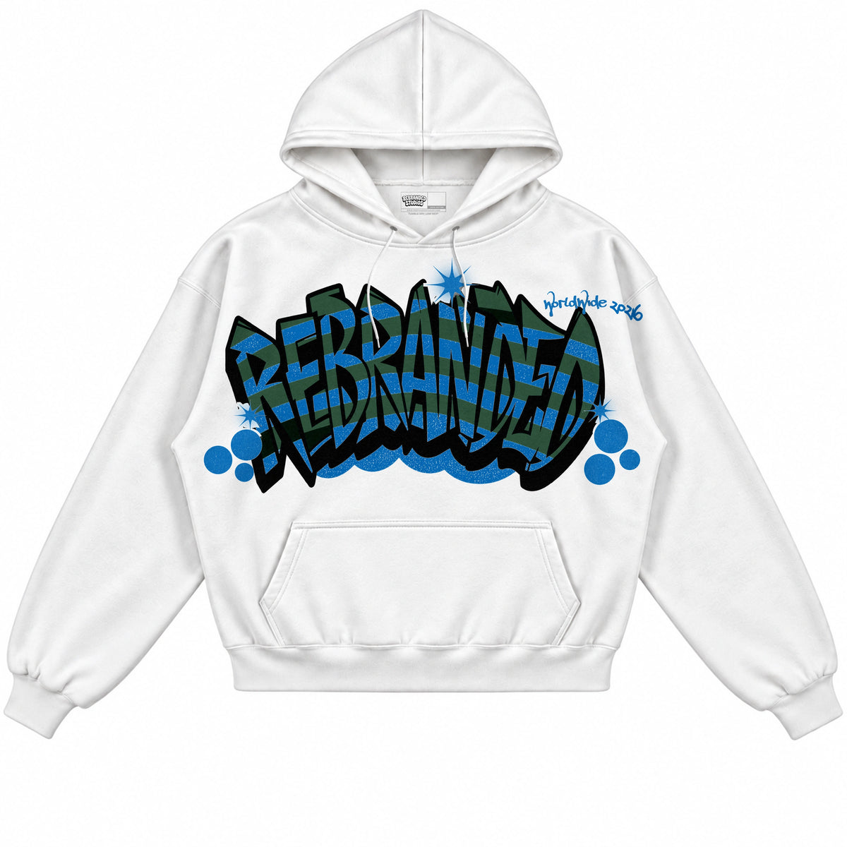 Rebranded Studios Stacked Graffiti Air Jordan 12 Bucks Hoodie — front