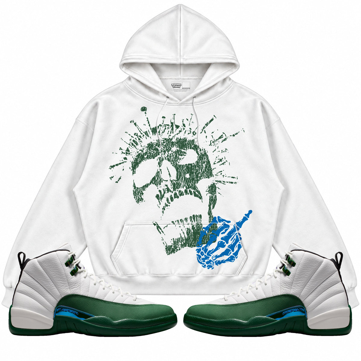 Rebranded Studios Mercy Air Jordan 12 Bucks Hoodie — main