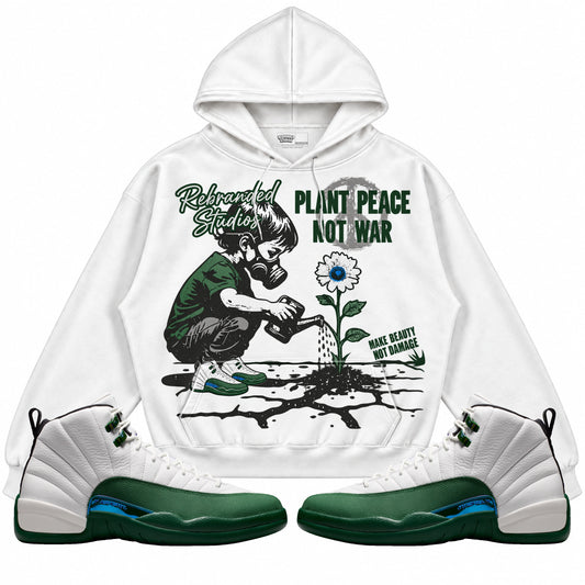 Rebranded Studios Plant Peace Not War 2.0 Air Jordan 12 Bucks Hoodie — main