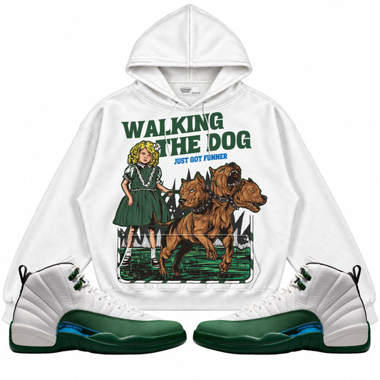 Rebranded Studios Walking The Dog Air Jordan 12 Bucks Hoodie — main
