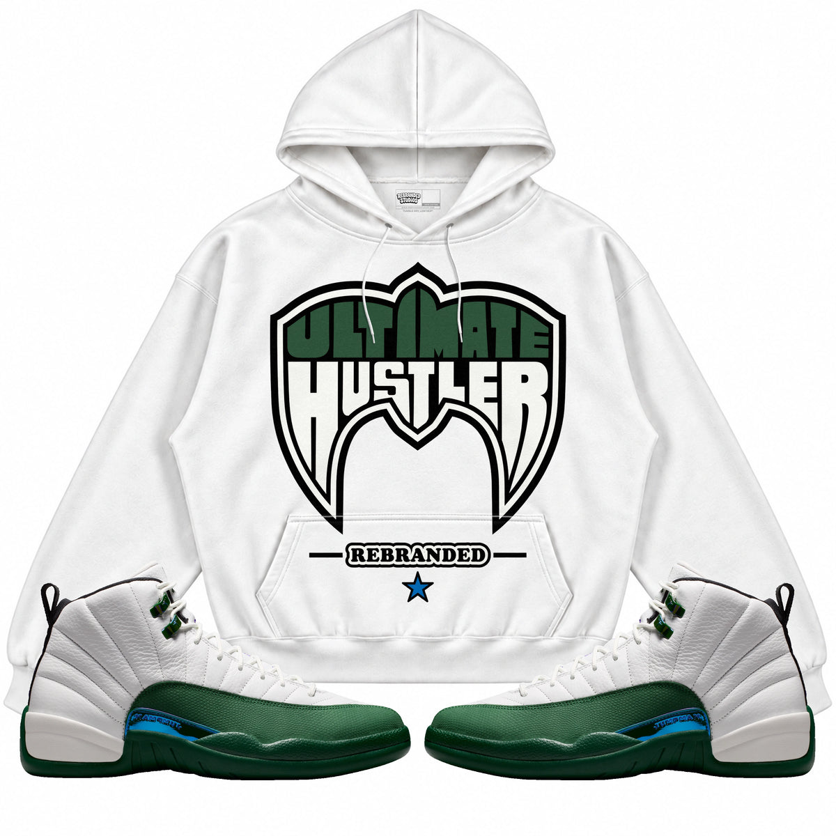 Rebranded Studios Ultimate Hustler Air Jordan 12 Bucks Hoodie — main