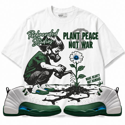 Rebranded Studios Plant Peace Not War 2.0 Air Jordan 12 Bucks T-shirt — main