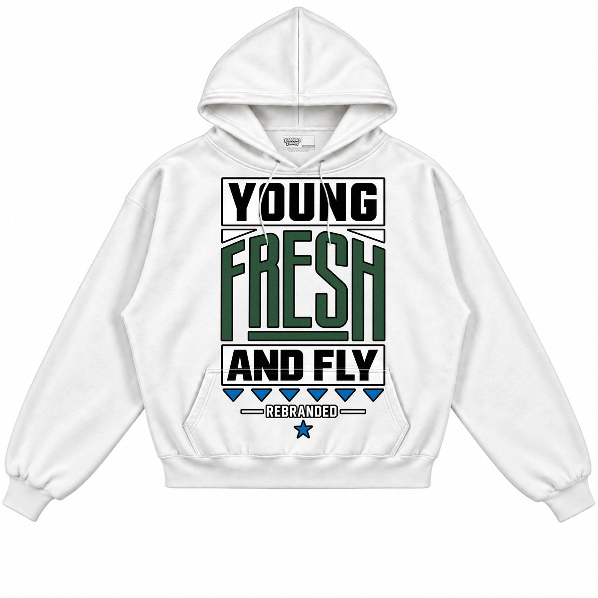 Rebranded Studios Young Fresh And Fly Air Jordan 12 Bucks Hoodie — front