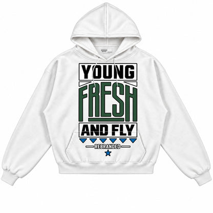 Rebranded Studios Young Fresh And Fly Air Jordan 12 Bucks Hoodie — front