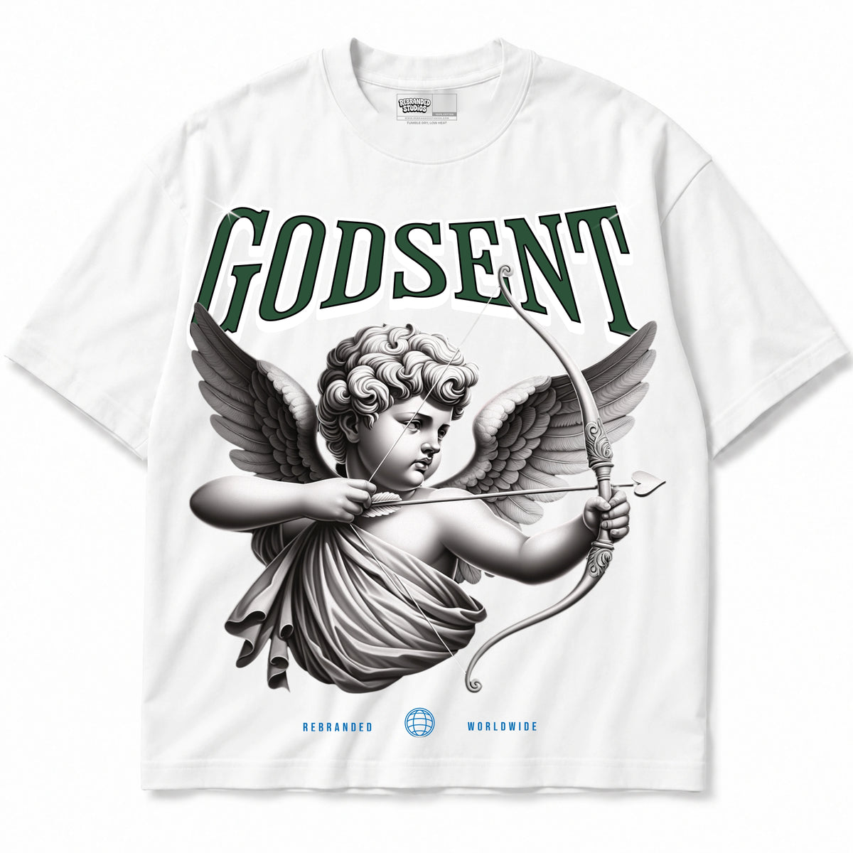Rebranded Studios God Sent 2.0 Air Jordan 12 Bucks T-shirt — front