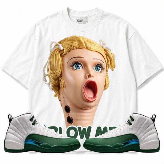 Rebranded Studios Blow Me Air Jordan 12 Bucks T-shirt — main