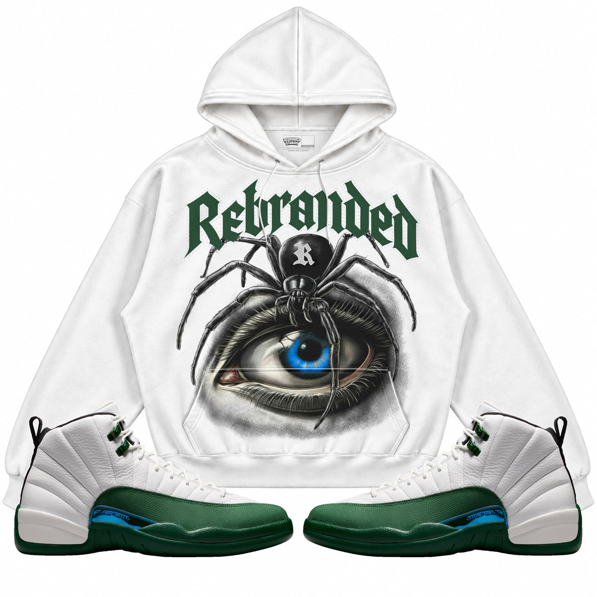 Rebranded Studios Spider Air Jordan 12 Bucks Hoodie — main