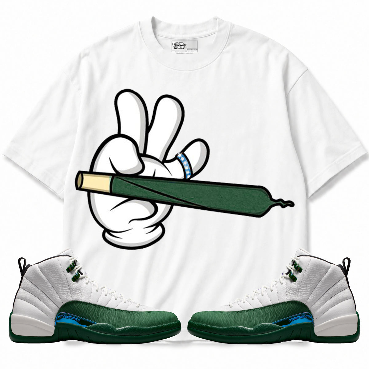 Rebranded Studios Loud Hands Air Jordan 12 Bucks T-shirt — main