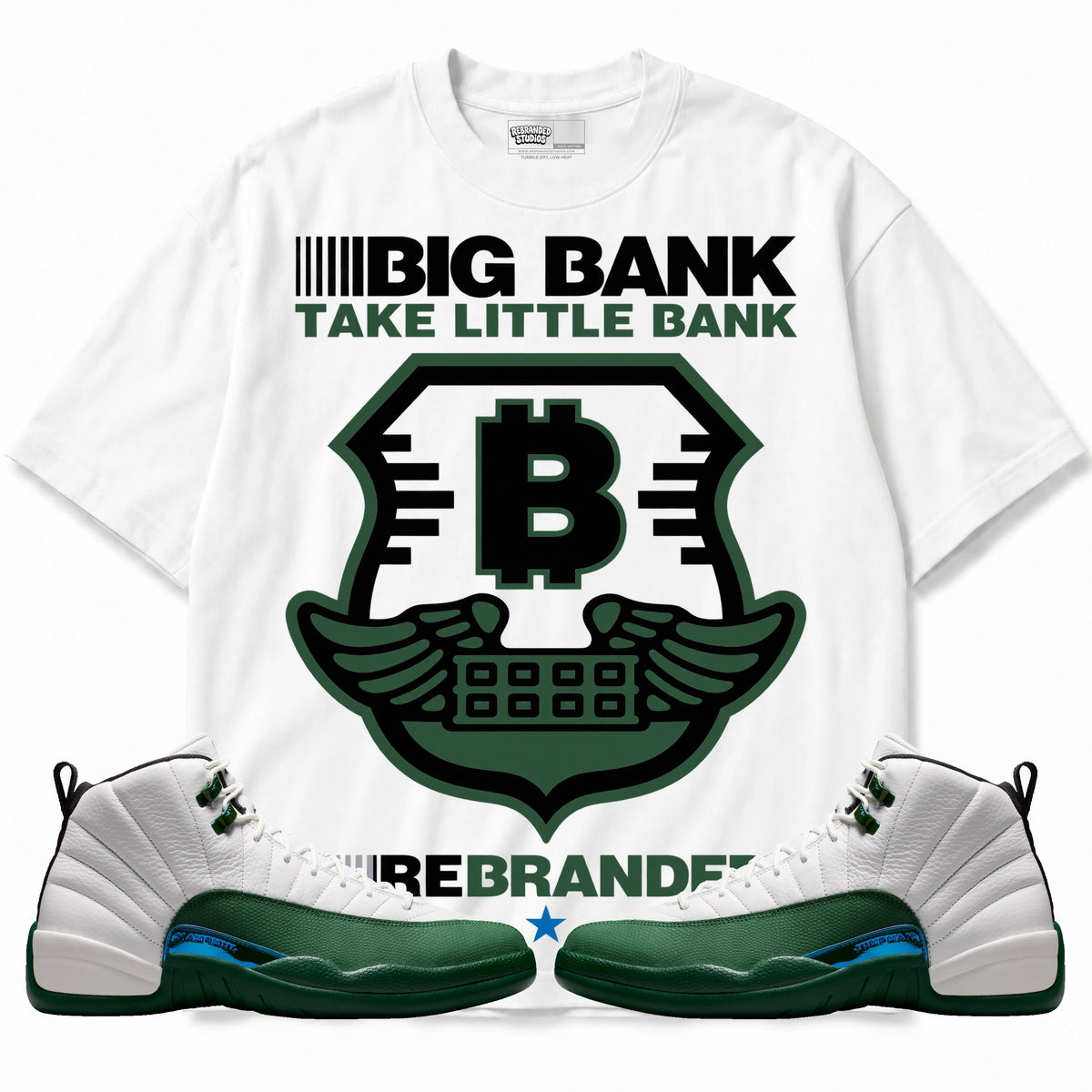 Rebranded Studios Big Bank Take Little Bank Air Jordan 12 Bucks T-shirt — main
