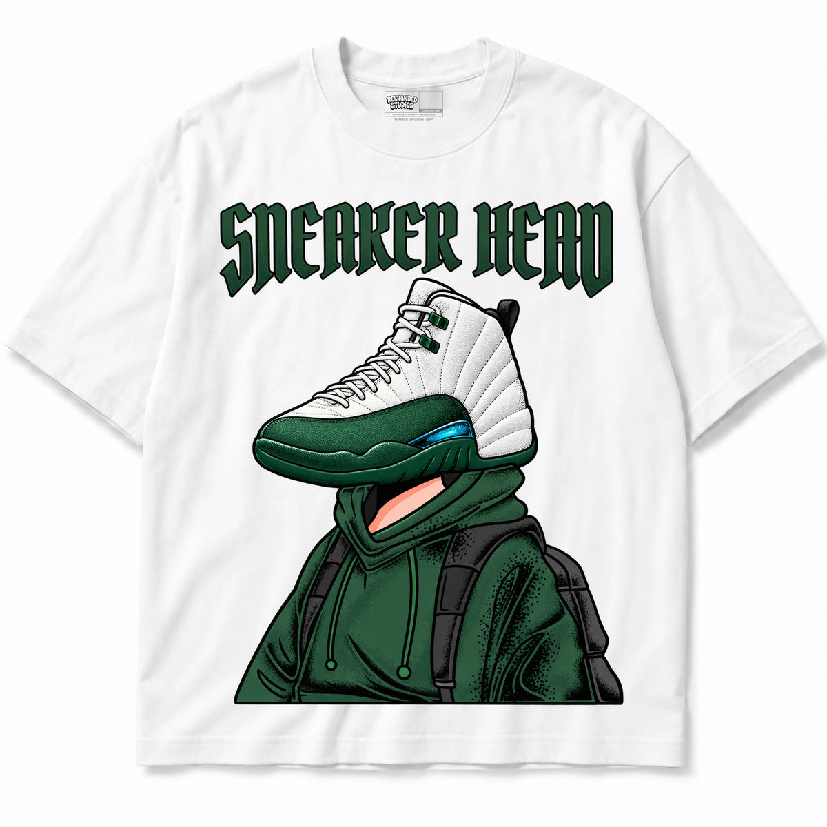 Rebranded Studios Sneaker Head Air Jordan 12 Bucks T-shirt — front