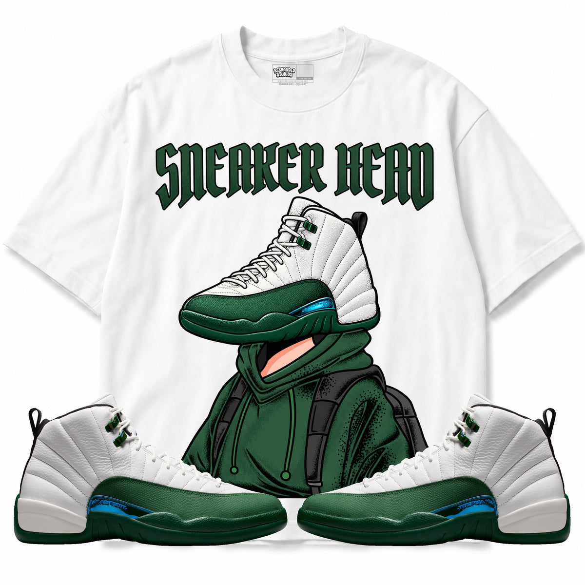 Rebranded Studios Sneaker Head Air Jordan 12 Bucks T-shirt — main