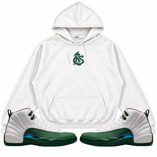 Rebranded Studios RS Logo Air Jordan 12 Bucks Hoodie — main