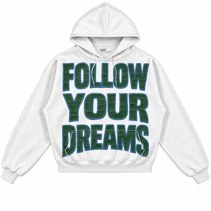 Rebranded Studios Follow Your Dreams Air Jordan 12 Bucks Hoodie — front