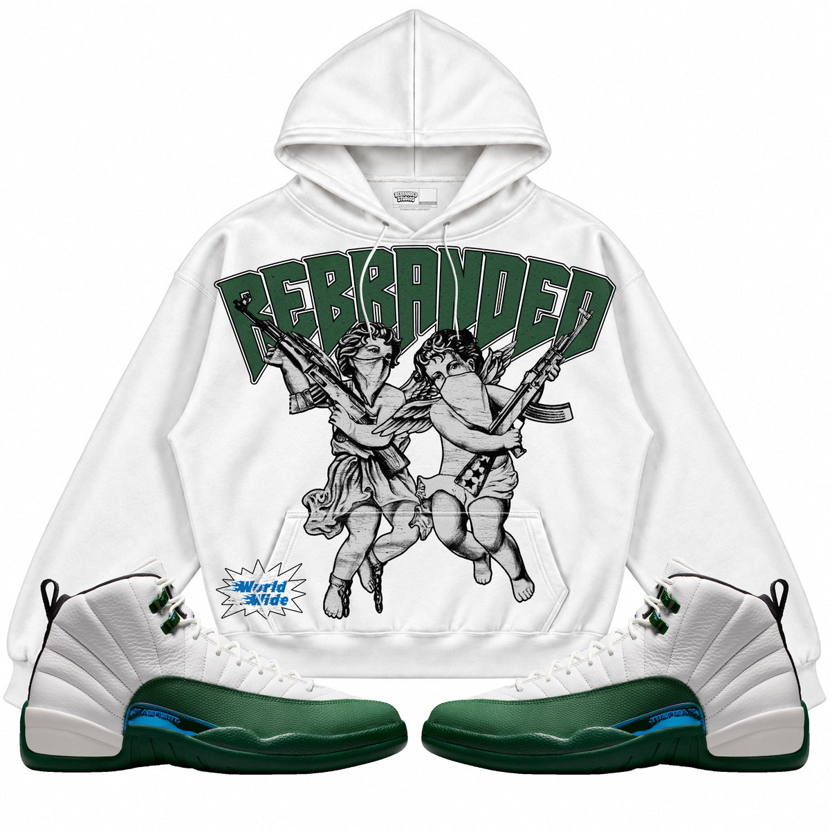 Rebranded Studios Angels 2.0 Air Jordan 12 Bucks Hoodie — main