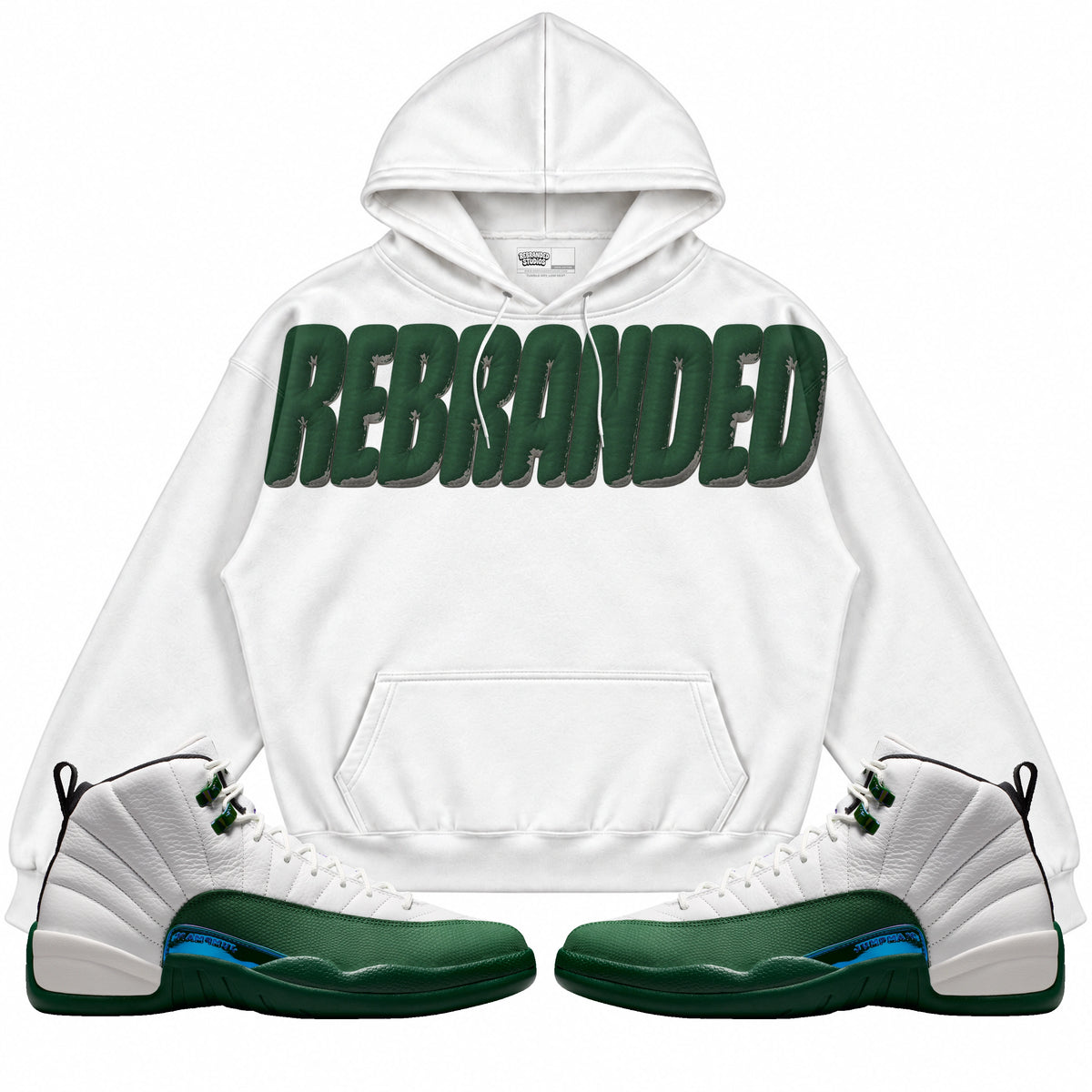 Rebranded Studios Faux 2.0 Air Jordan 12 Bucks Hoodie — main