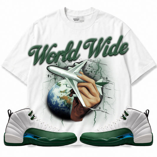 Rebranded Studios World Wide Air Jordan 12 Bucks T-shirt — main
