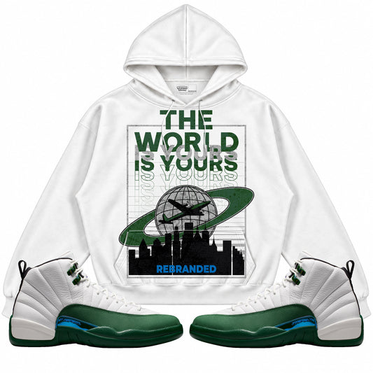 Rebranded Studios The World Is Yours Air Jordan 12 Bucks Hoodie — main