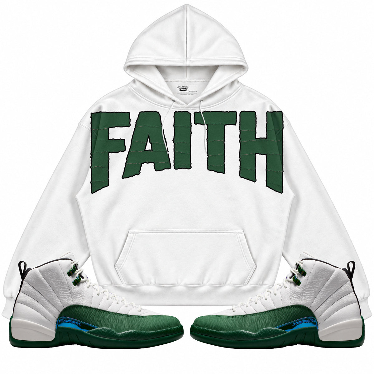 Rebranded Studios Faith Air Jordan 12 Bucks Hoodie — main