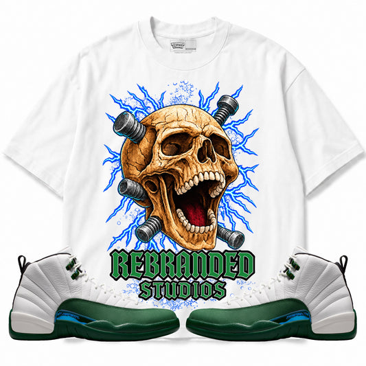 Rebranded Studios Skull Air Jordan 12 Bucks T-shirt — main