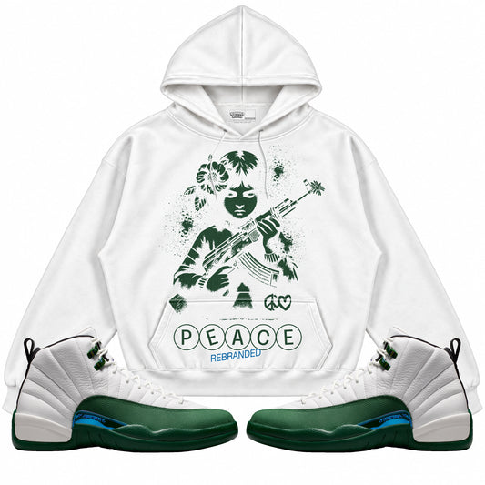 Rebranded Studios Peace 2.0 Air Jordan 12 Bucks Hoodie — main