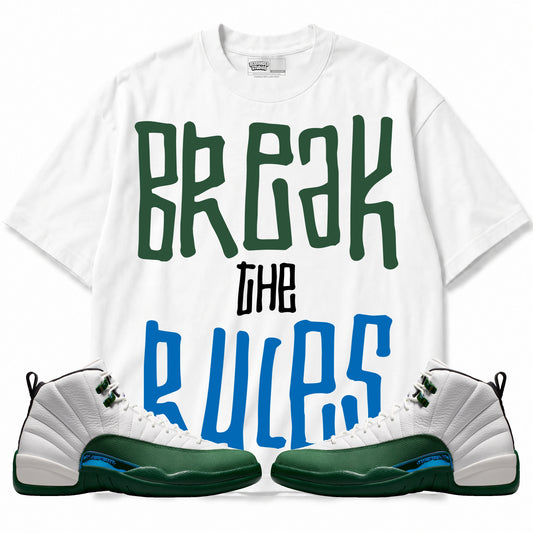 Rebranded Studios Break The Rules 2.0 Air Jordan 12 Bucks T-shirt — main