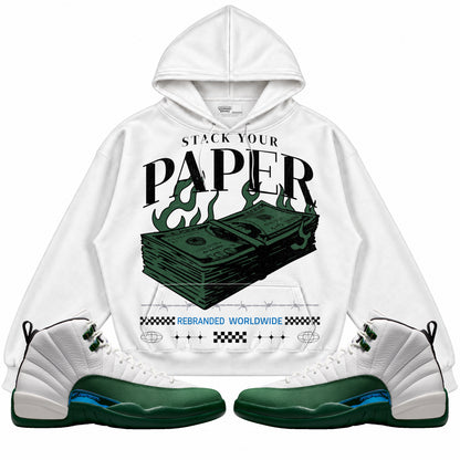 Rebranded Studios Stack Your Paper Air Jordan 12 Bucks Hoodie — main