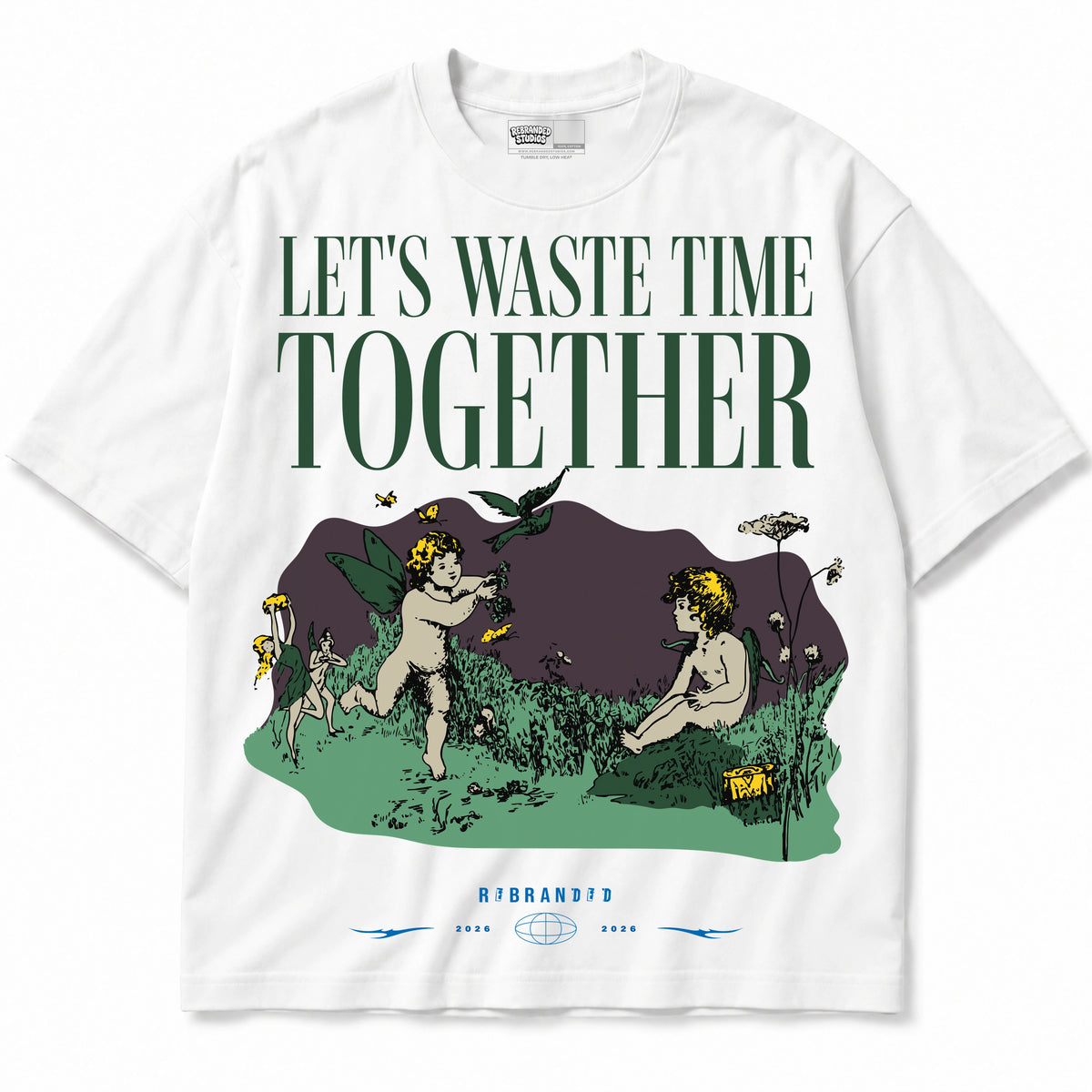 Rebranded Studios Let's Waste Time Together Air Jordan 12 Bucks T-shirt — front