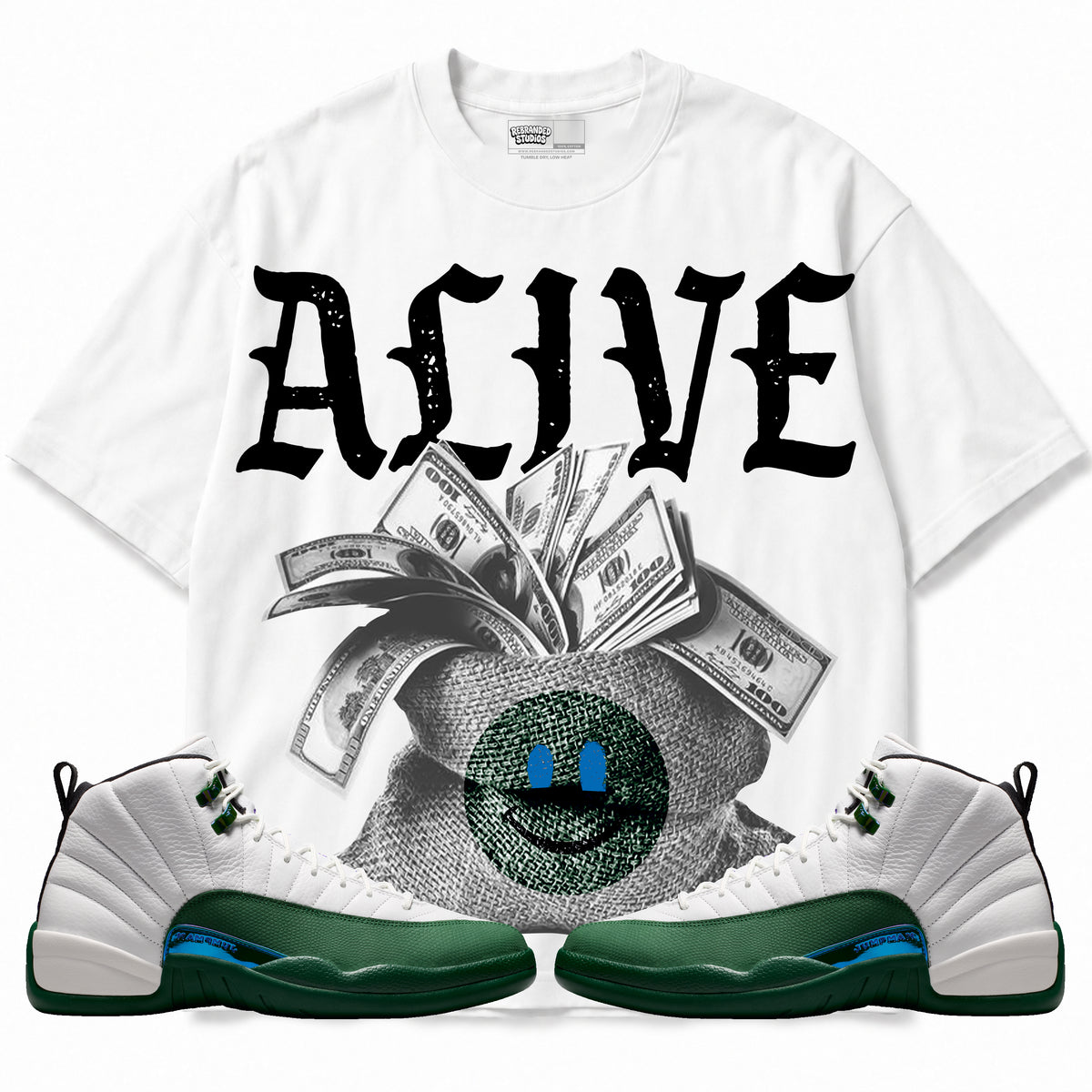 Rebranded Studios Alive Air Jordan 12 Bucks T-shirt — main