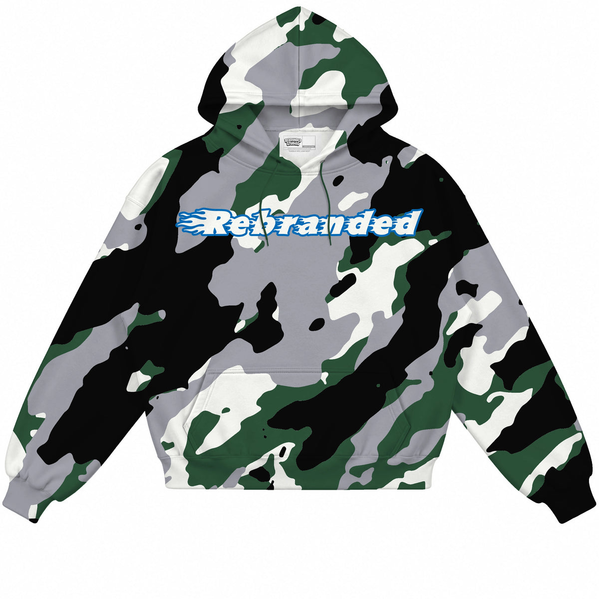 Rebranded Studios Flame Wordmark Air Jordan 12 Bucks Hoodie — front