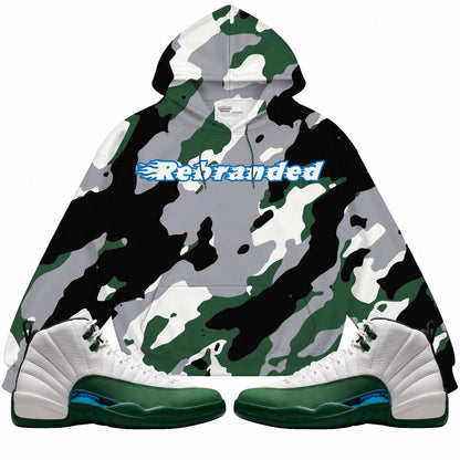 Rebranded Studios Flame Wordmark Air Jordan 12 Bucks Hoodie — main
