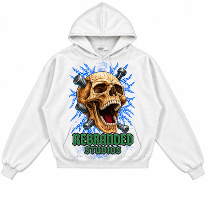 Rebranded Studios Skull Air Jordan 12 Bucks Hoodie — front