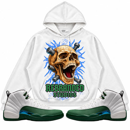 Rebranded Studios Skull Air Jordan 12 Bucks Hoodie — main